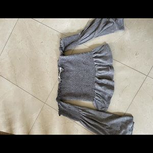 Vintage Havana Grey Off the Shoulder Top